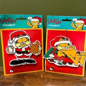 New Vintage 80s Garfield Christmas Ornaments Kurt S Adler Set of 2 Jim Davis